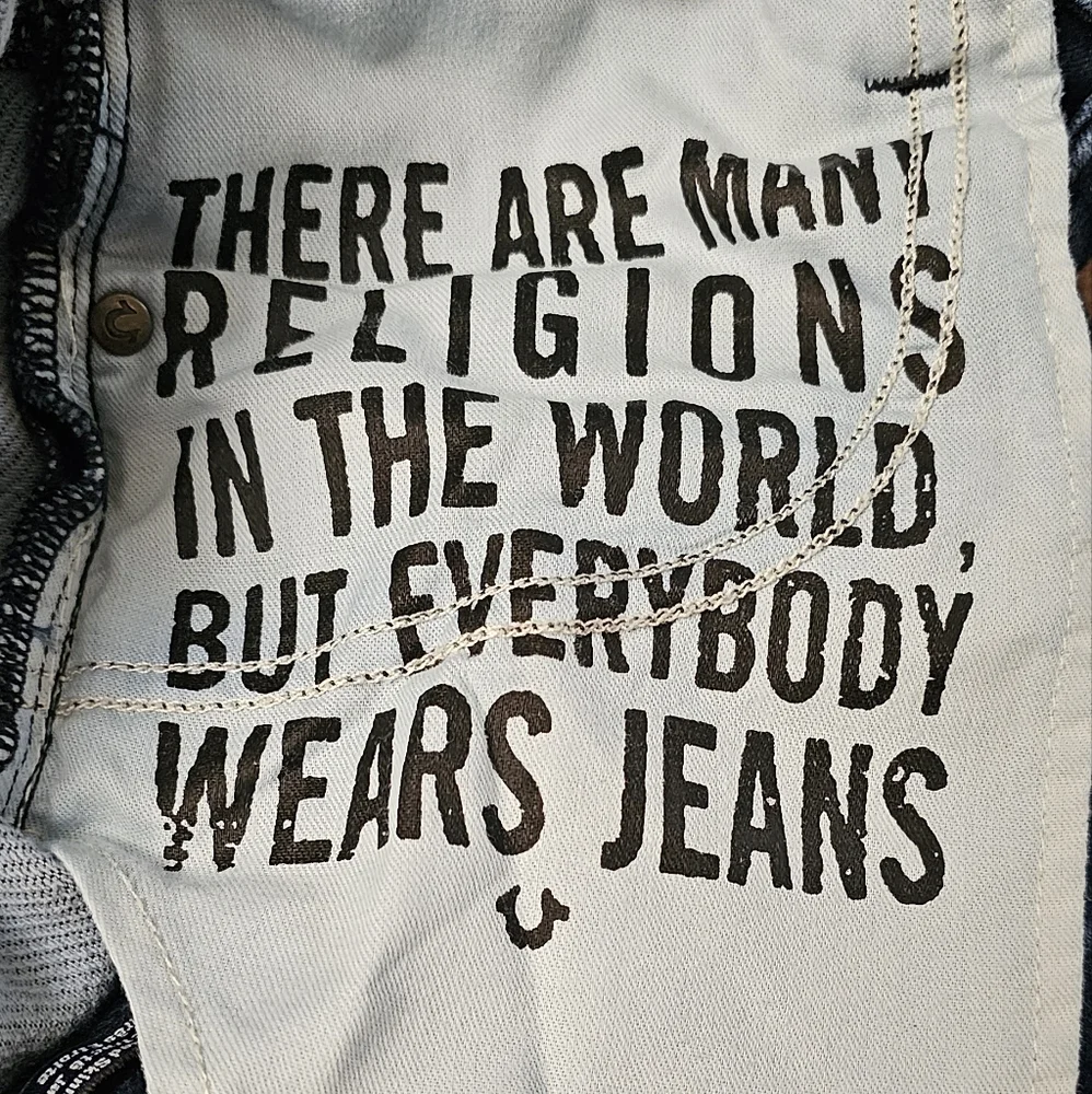 True Religion ROCCO Moto Relaxed Skinny Jeans Men's Size 29 Dark Wash Preloved